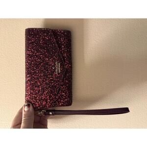 Kate Spade Red Glitter Wristlet Clutch